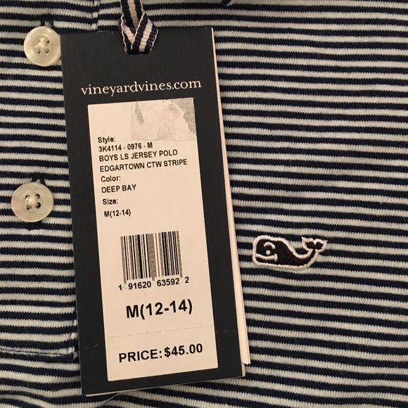 Vineyard Vines Boys L/S Polo - Size M (12-14) - Picture 4 of 6